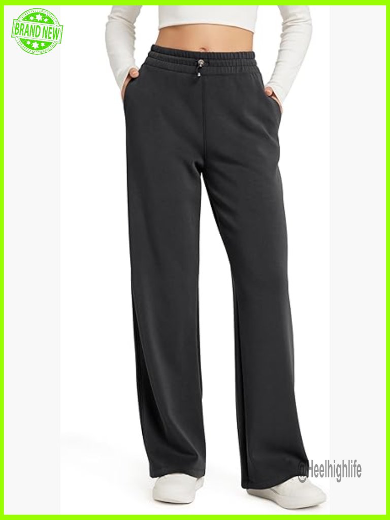 Modal Wide Leg Lounge Pants With Pockets Adjustable High Waist 29" Inseam